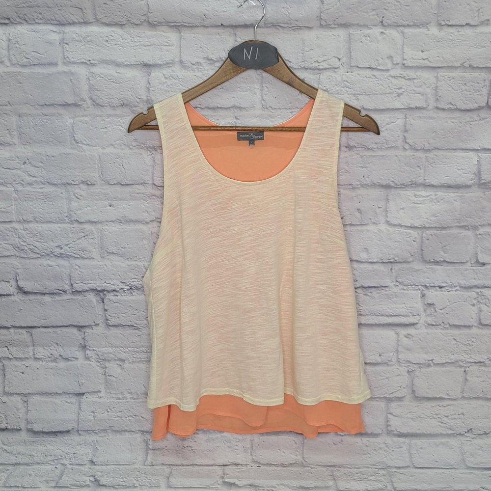 Market & Spruce Cream and Peach layered tank Top